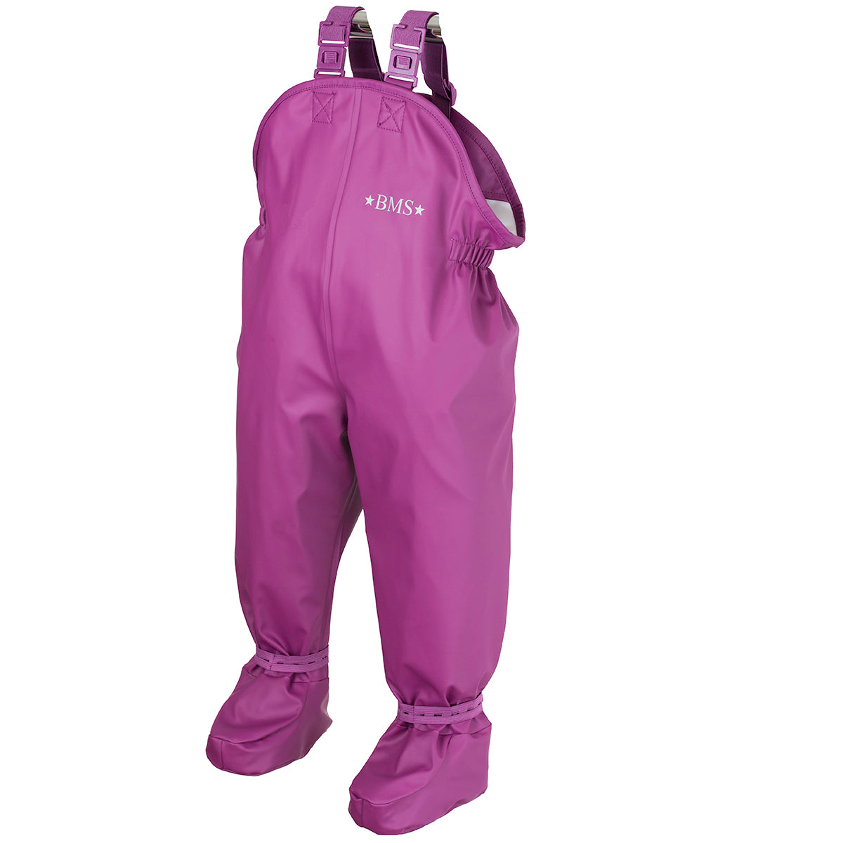 BMS BabyBuddy lila wasserdichte Regenhose mit integrierten Füssen für Babys