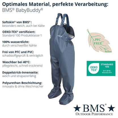 OEKO TEX geprüfte BMS BabyBuddy Navy Regenhose für Babys und Kleinkinder