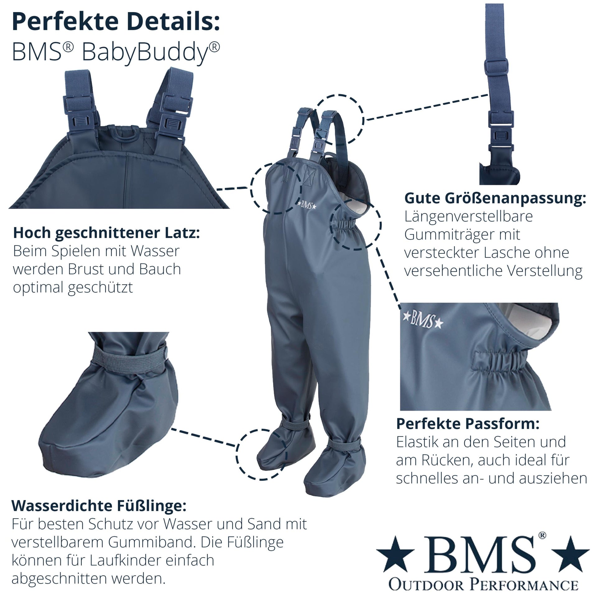 Produktdetails vom BMS BabyBuddy Navy mit wasserdichten Eigenschaften