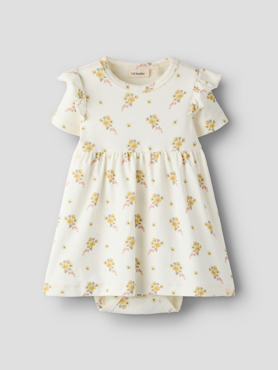 Bodykleid mit zartem Blumenmuster von Lil' Atelier im Bärechind Winterthur Zürich Schweiz.