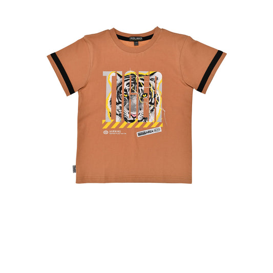 Kinder T-Shirt von Bondi mit Tiger Print in Orange – cooles Jungen Shirt bei Bärechind Kinderladen Winterthur Schweiz