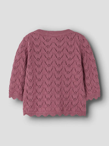 NAME IT rosa Strickcardigan aus Baumwolle Rückansicht, im Bärechind Winterthur Zürich Schweiz kaufen