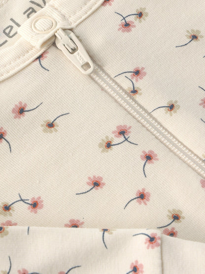 Detailansicht CeLaVi Bambus Strampler mit Zweiweg-Reissverschluss und Blumenprint, Bärechind Winterthur Zürich Schweiz