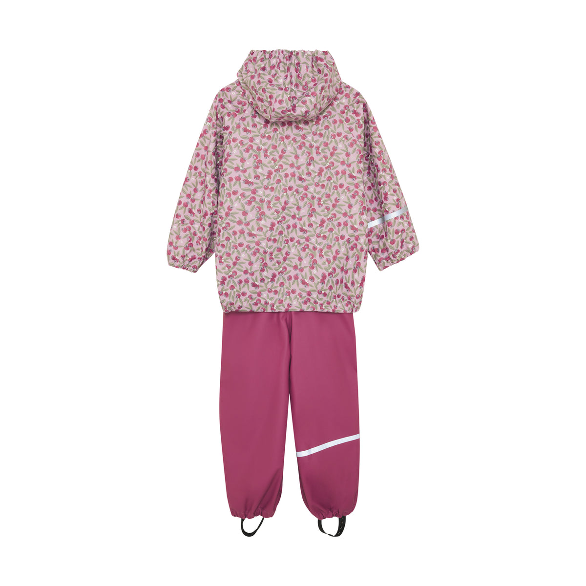 CeLaVi Regenjacke und Regenhose für Kinder in Rosa, getragen im Regen, Bärechind Winterthur, Zürich, Schweiz