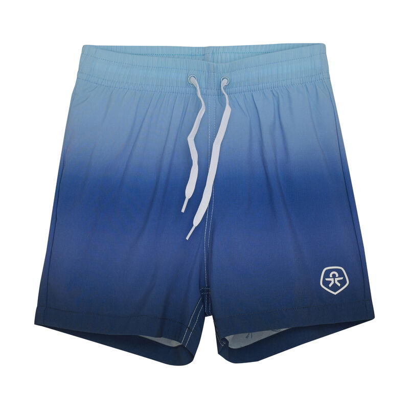 Color Kids Badeshorts Magic Blue – Vorderansicht mit Farbverlauf und Kordelzug