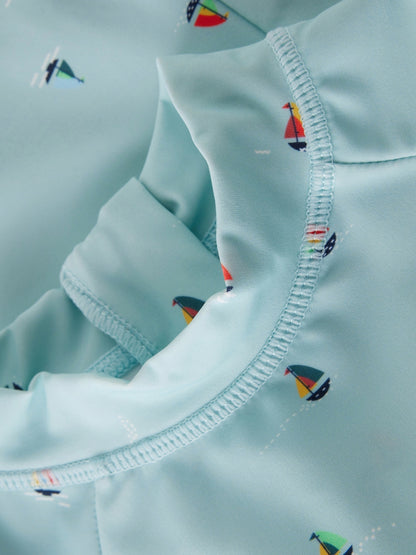 Detail Muster Boote Color Kids UV Anzug mint nachhaltige Babykleidung