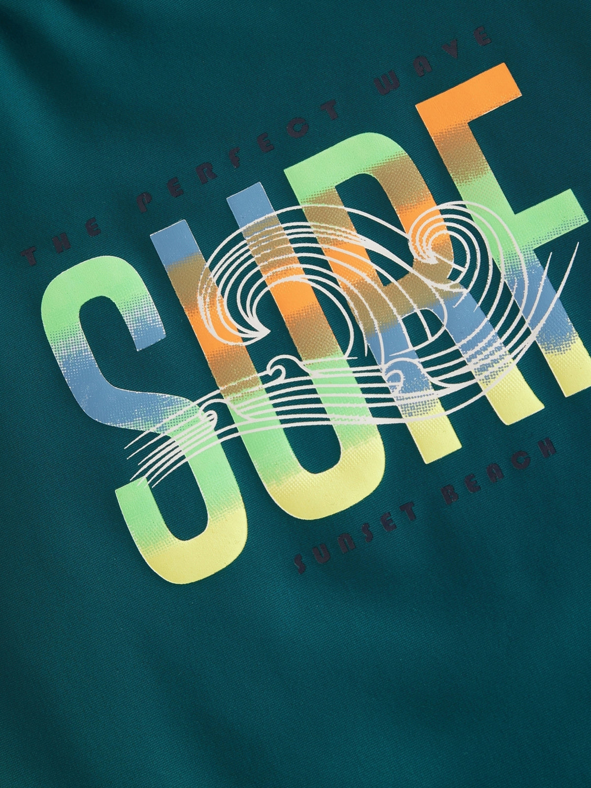 Detail Surf Print Color Kids UV Shirt grün Kinder Sommerkleidung Schweiz