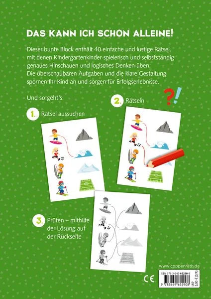 Rätselseite aus dem Coppenrath Kindergartenblock Sport, Rätsel ohne Text
