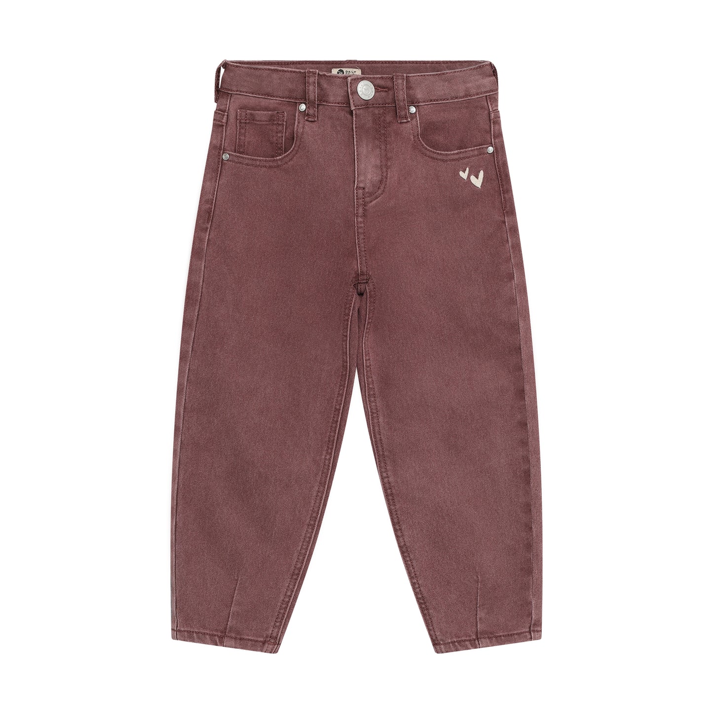 Daily Seven Barrel Fit Jeans in Mauve mit gestickten Herzen