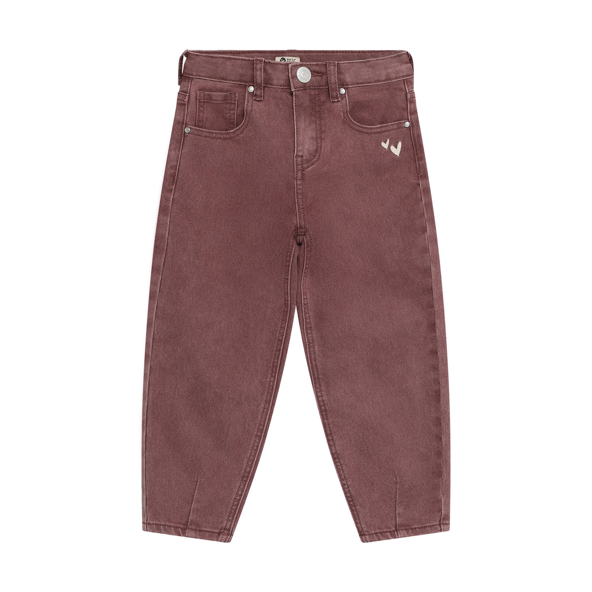Daily Seven Barrel Fit Jeans in Mauve mit gestickten Herzen