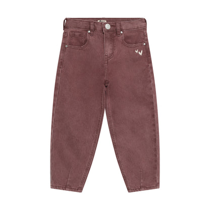 Daily Seven Barrel Fit Jeans in Mauve mit gestickten Herzen