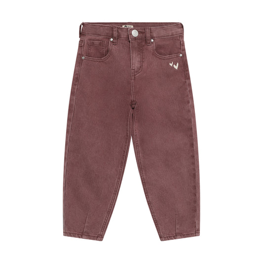 Daily Seven Barrel Fit Jeans in Mauve mit gestickten Herzen