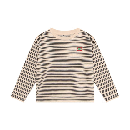 Daily Seven Langarmshirt Streifen in Creme mit Patch