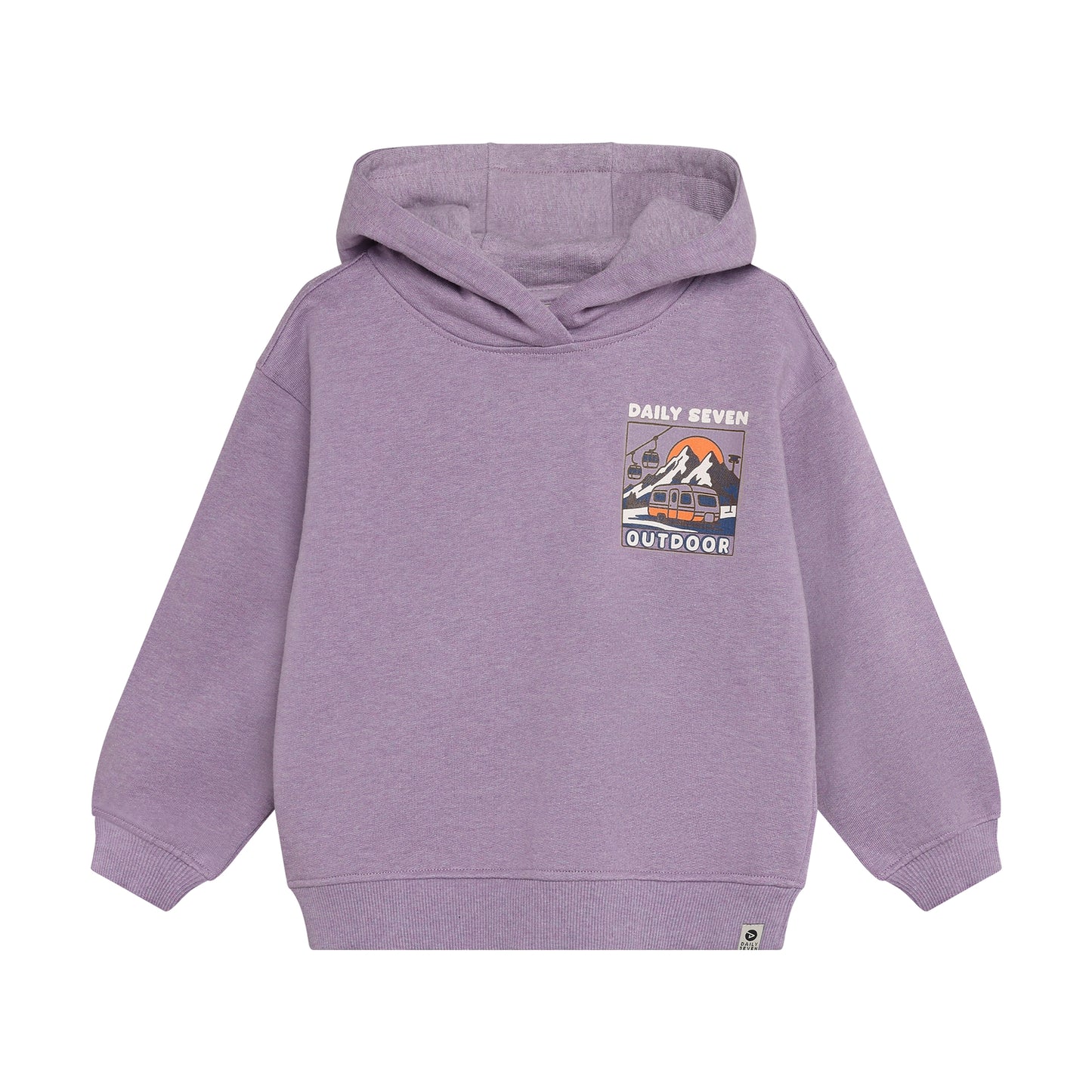Lavendelfarbener Oversized Hoodie für Kinder mit Outdoor Print