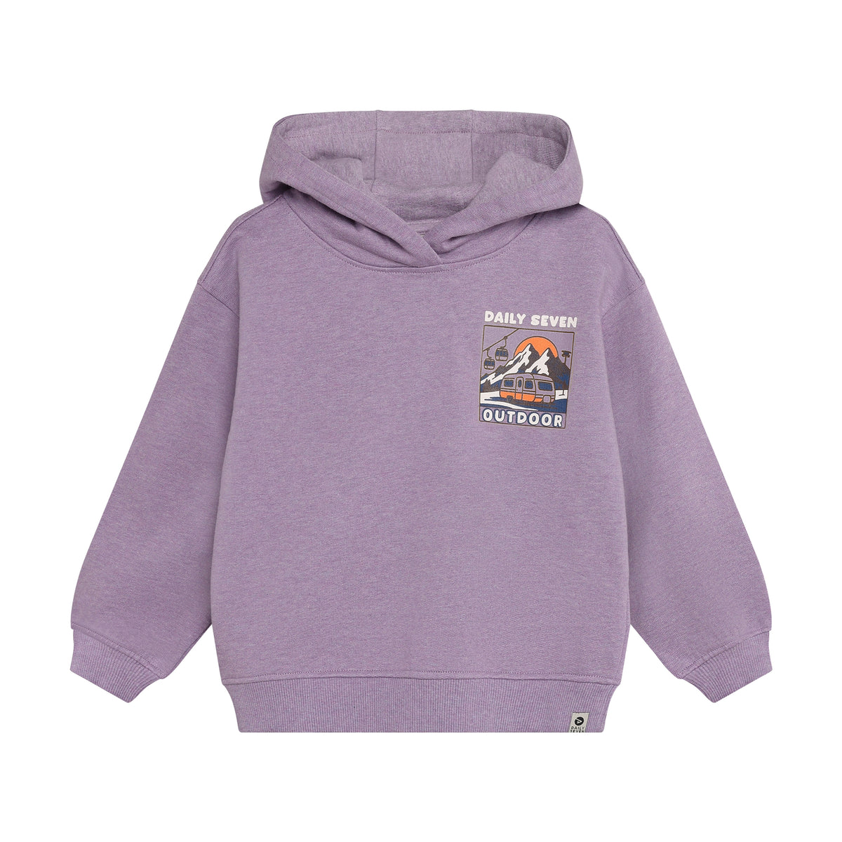 Lavendelfarbener Oversized Hoodie für Kinder mit Outdoor Print