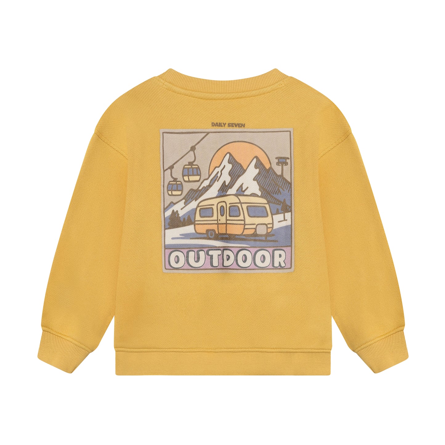 Kinder Sweatshirt mit grossem Print aus Bergen und Gondeln, Rückansicht