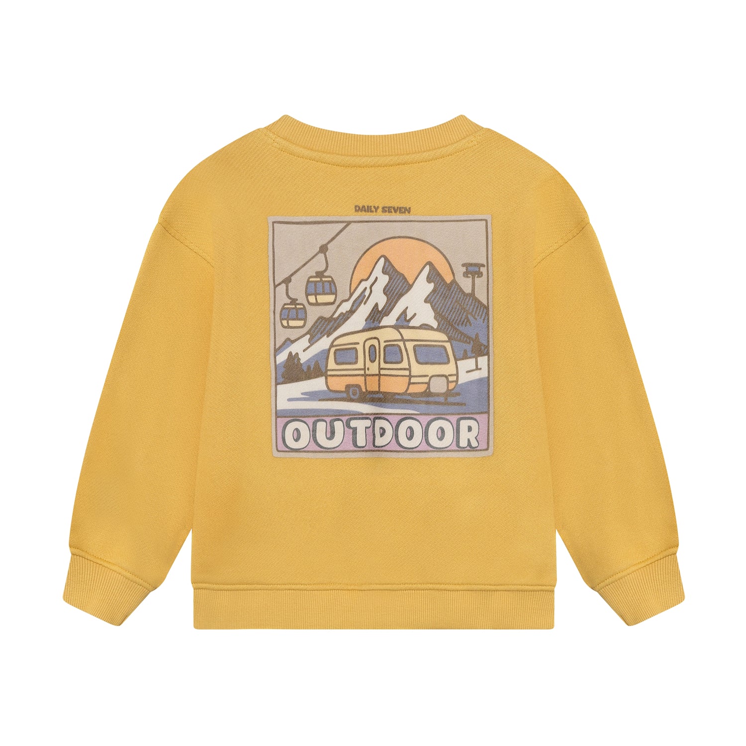 Kinder Sweatshirt mit grossem Print aus Bergen und Gondeln, Rückansicht