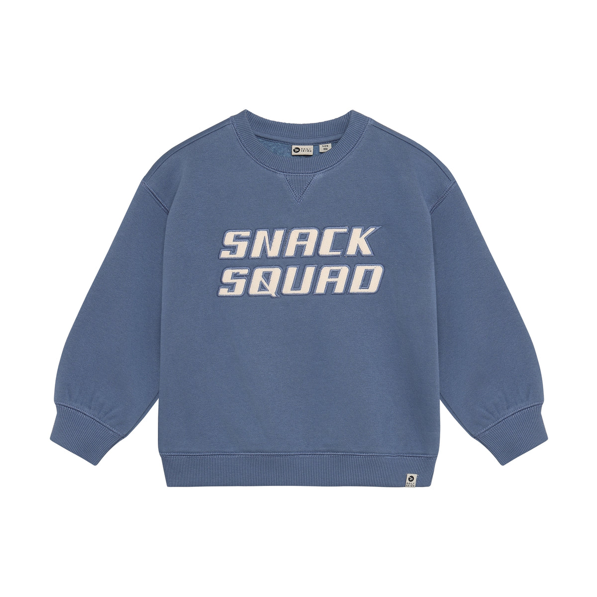 Blaues Oversized Sweatshirt mit Snack Squad Print für Kinder