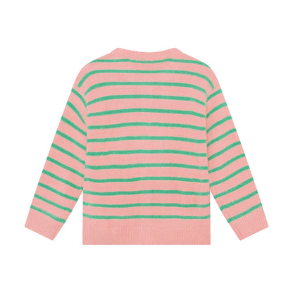 Strickjacke mit Streifenmuster, Rückansicht