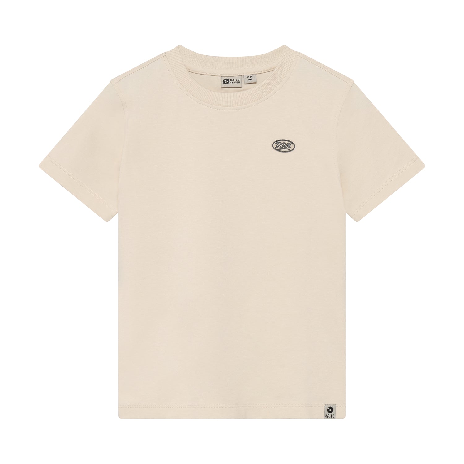 Cremefarbenes T-Shirt Basic für Kinder mit kleinem Daily Seven Logo