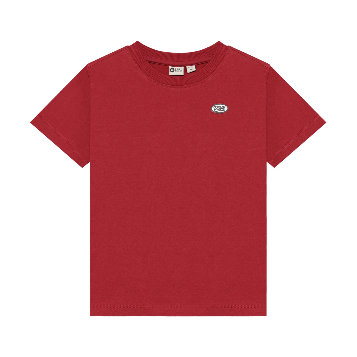 Rotes T-Shirt Basic für Kinder mit kleinem Daily Seven Logo