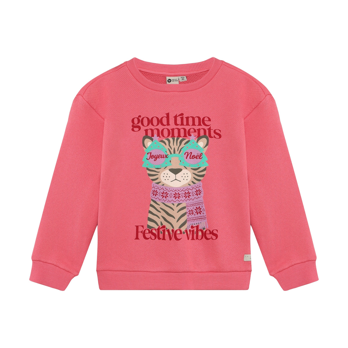 Daily Seven Weihnachtssweatshirt in Pink mit Tigerprint