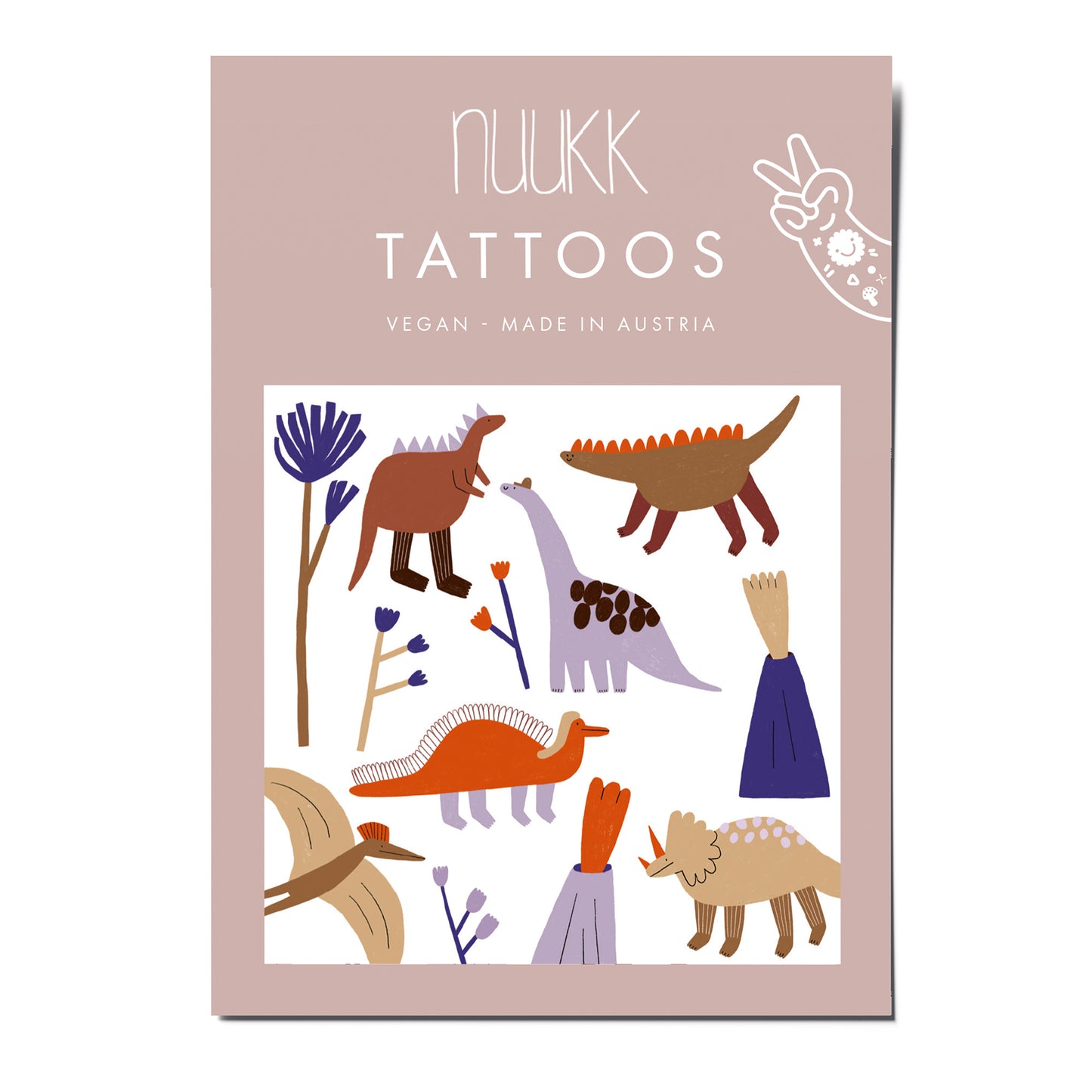 Verpackung der Dino Kindertattoos von nuukk – vegane Kindertattoos bei Bärechind Winterthur Zürich Schweiz.
