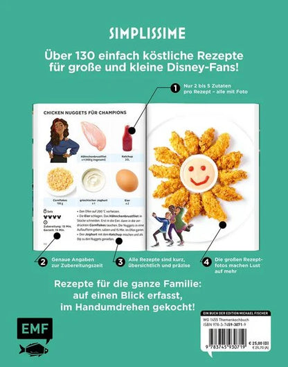 Bärechind Kochbuch Das einfachste Kochbuch der Welt, Disney, Rückseite mit Übersicht über die Rezepte