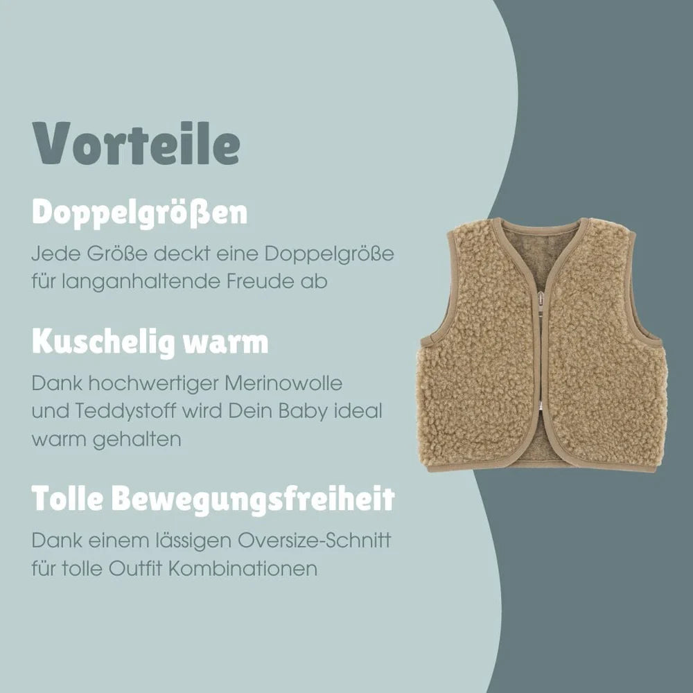 Vorteile der Emma & Noah Merinowolle Weste für Babys und Kinder