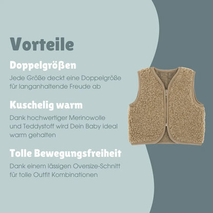 Vorteile der Emma & Noah Merinowolle Weste für Babys und Kinder