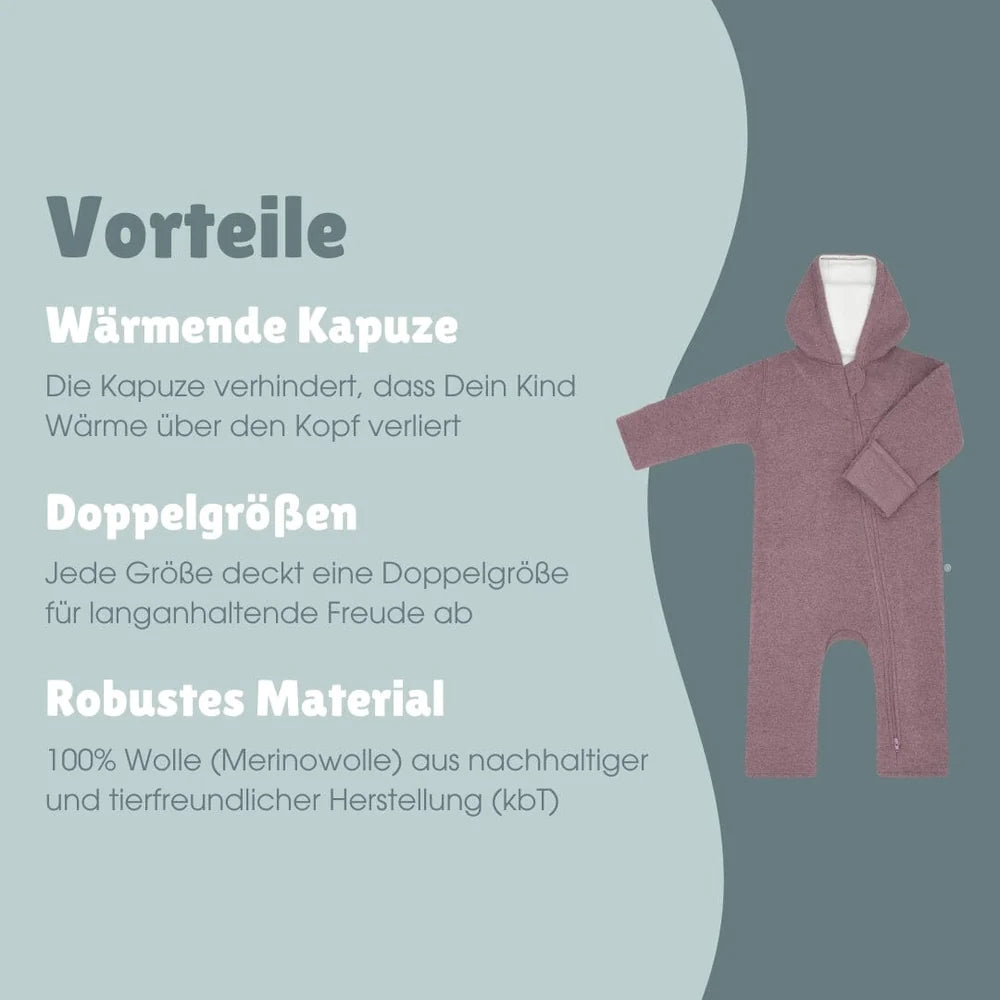 Vorteile des Emma & Noah Wollwalk Overalls aus 100 % Merinowolle