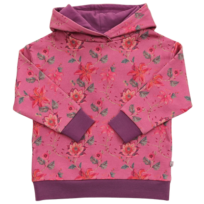 Kinderhoodie mit Blumendruck in light aubergine-burnt red, Vorderansicht