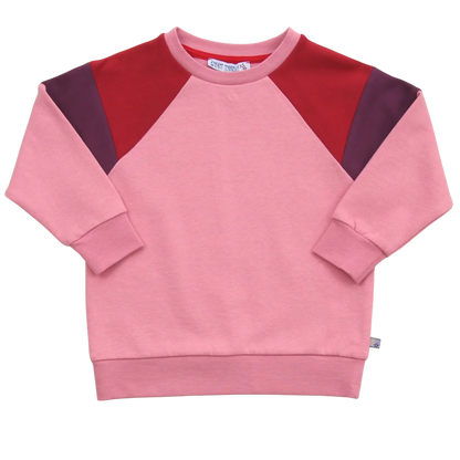 Sweatshirt mit Colourblocking in candy pink-burnt red, Vorderansicht
