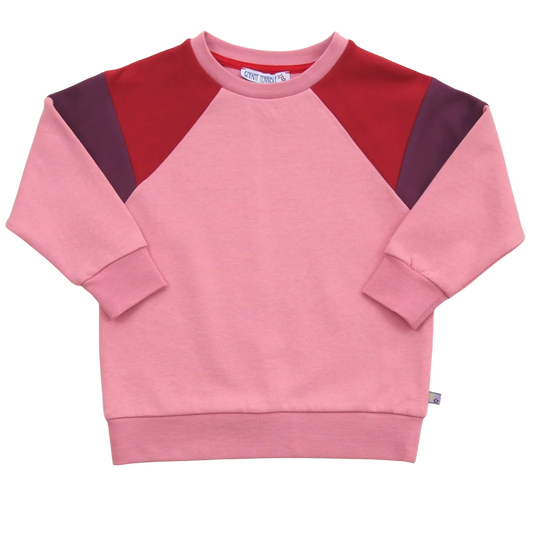 Sweatshirt mit Colourblocking in candy pink-burnt red, Vorderansicht