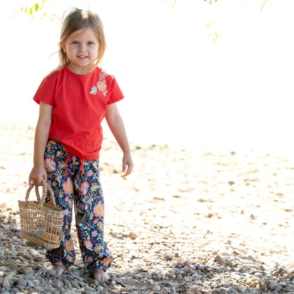 Shirt mit Blumenstickerei, tomato