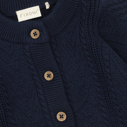 Bärechind Fixoni Cardigan Knit Navy Blazer Detailaufnahme des Strickmusters
