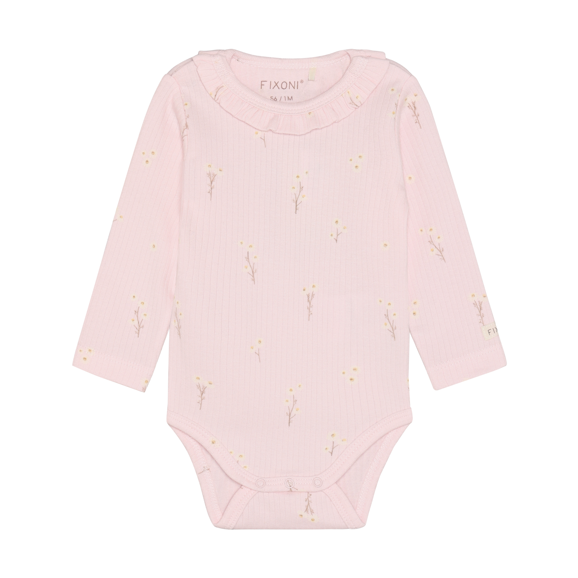 FIXONI Langarm Modal Body Blumen rosa Babybody weiche Babykleider Kinderladen Winterthur Schweiz
