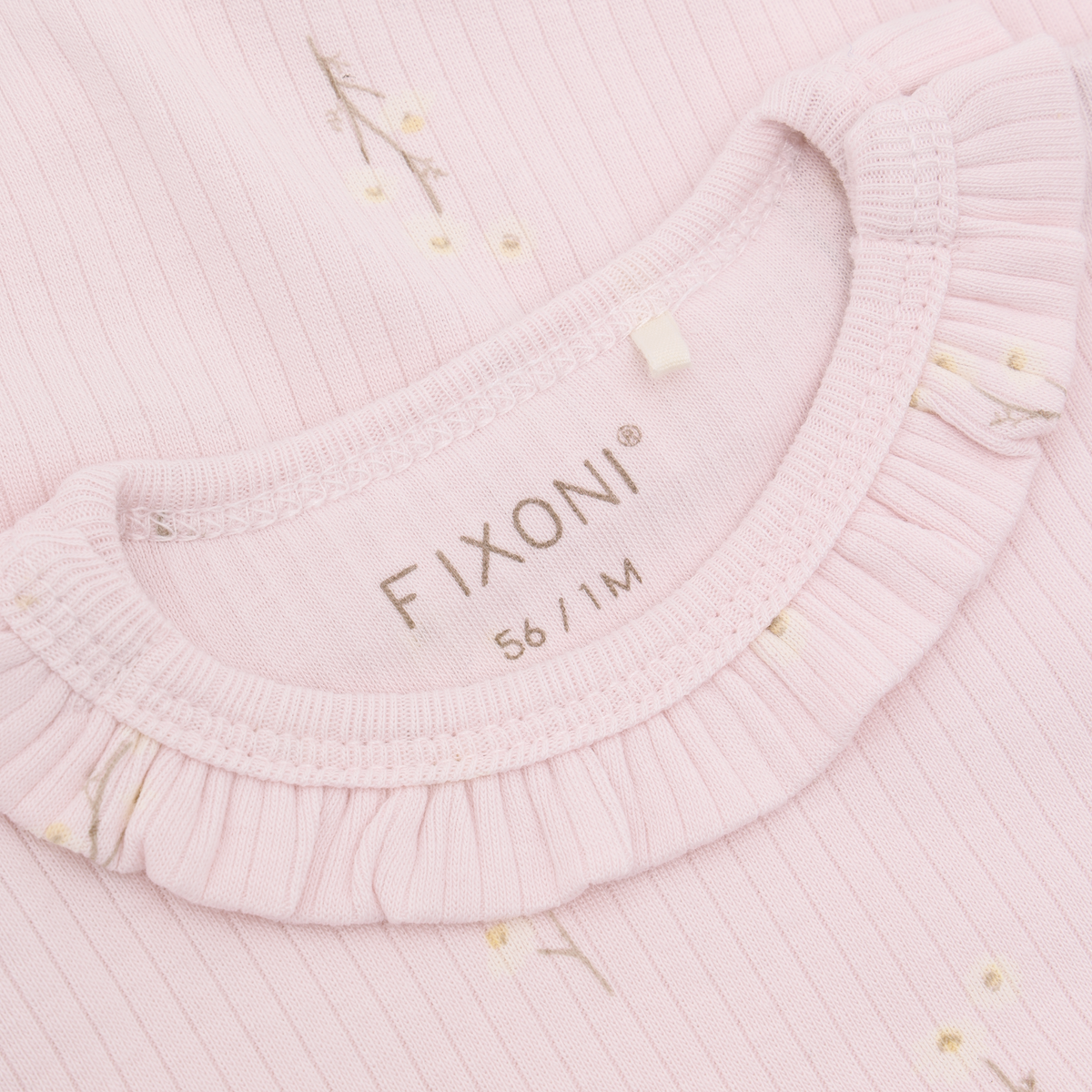 Detail FIXONI Modal Rib Babybody mit Blumenprint Babykleider Winterthur Schweiz