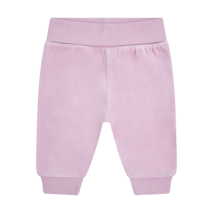Velourshose in Keepsake Lilac mit breitem Bund am Bauch, Vorderansicht