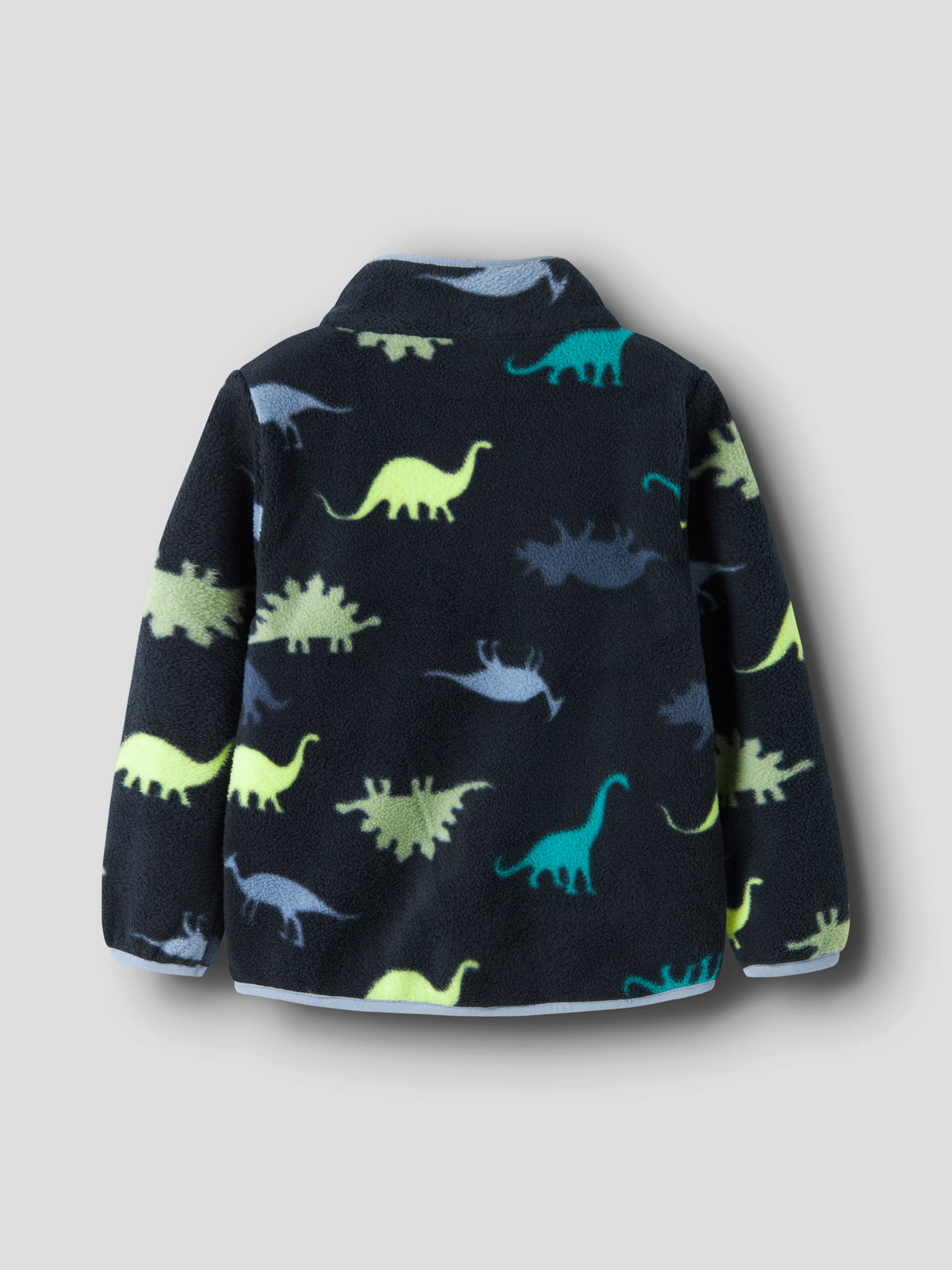 Rückansicht der Dinosaurier Fleecejacke von NAME IT für Kinder, zu kaufen im Bärechind Winterthur, Zürich, Schweiz.