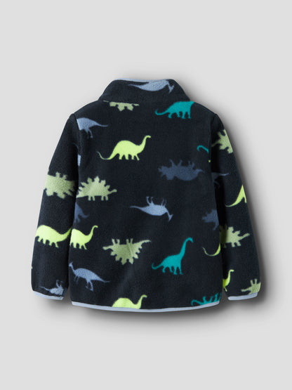 Rückansicht der Dinosaurier Fleecejacke von NAME IT für Kinder, zu kaufen im Bärechind Winterthur, Zürich, Schweiz.