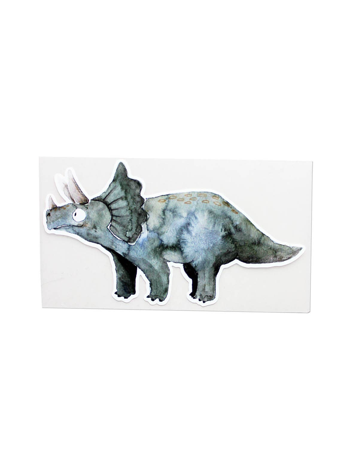 Das Bügelbild Triceratops von Halfbird als detailreiche Dinosaurierillustration für Kinderkleidung und Accessoires. Erhältlich im Bärechind Winterthur.