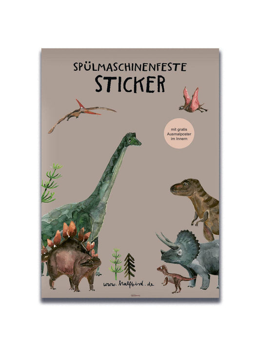 Halfbird Sticker Dinosaurier – spülmaschinenfest für Flaschen & Brotdosen bei Bärechind in Winterthur, Zürich, Schweiz.