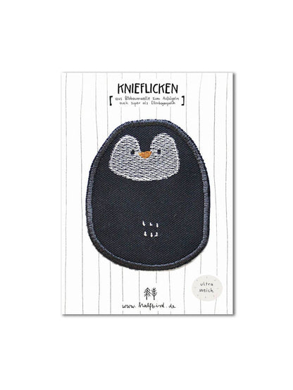 Halfbird Knie-Flicken Pinguin kaufen im Bärechind Winterthur – nachhaltiger Bügelflicken für Kinderhosen.
