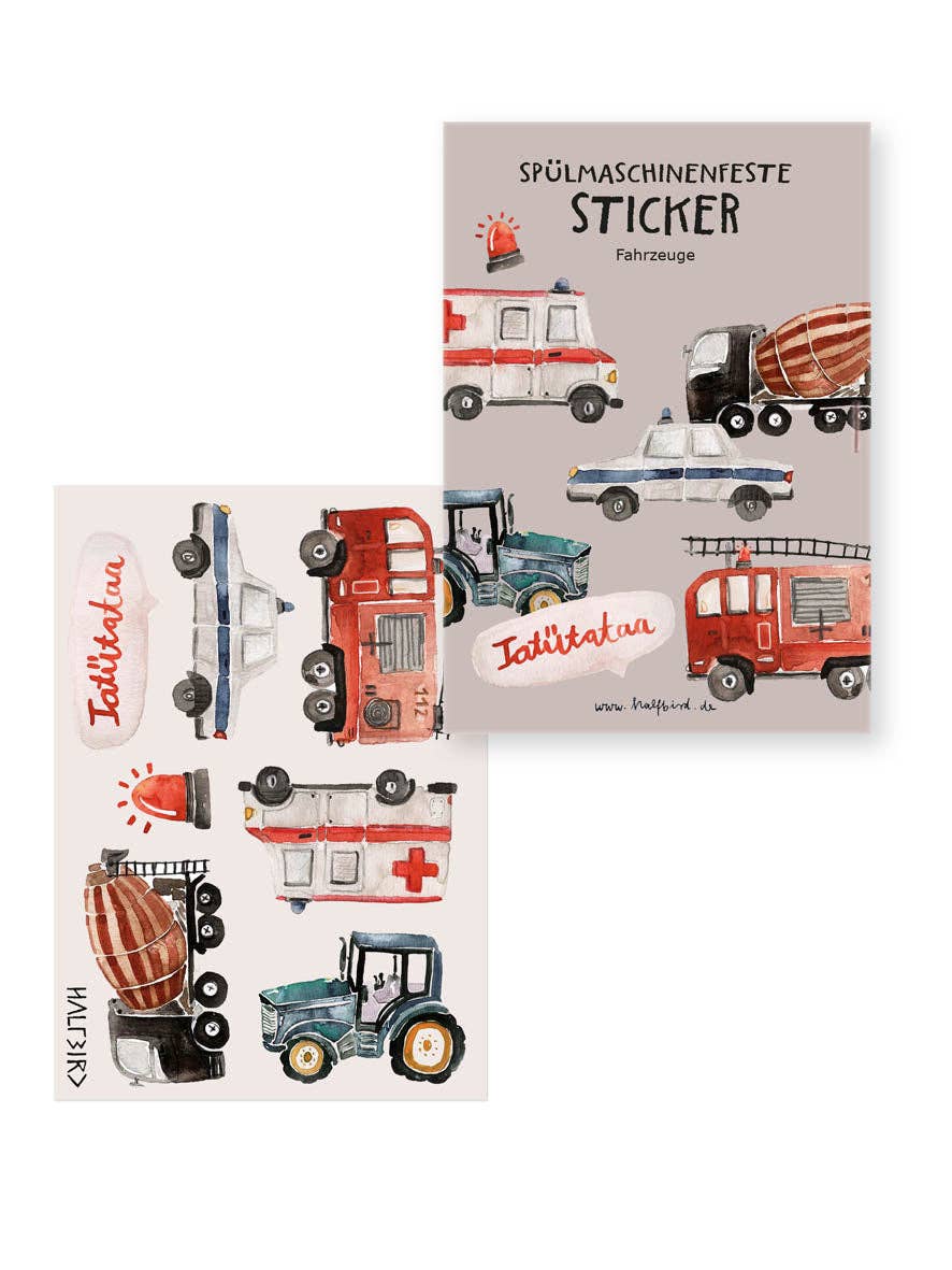 Halfbird Sticker Fahrzeuge Pocket Edition mit Feuerwehrauto, Bagger und Traktor für Kinder im Bärechind Winterthur
