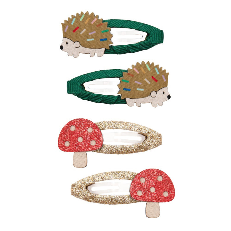 Set Harry Hedgehog Haarclips mit Igeln und roten Pilzen, Mimi & Lula, erhältlich im Bärechind Winterthur, Zürich Schweiz.