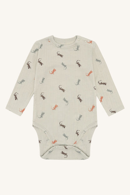 Hust&Claire Buller Bambus Body mit Eidechsenmuster für Babys bei Bärechind in Winterthur, Zürich, Schweiz.