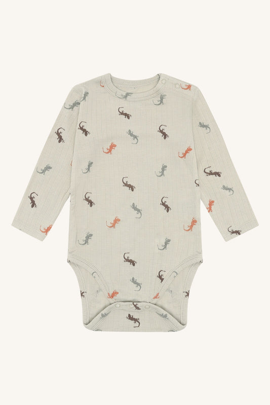 Hust&Claire Buller Bambus Body mit Eidechsenmuster für Babys bei Bärechind in Winterthur, Zürich, Schweiz.