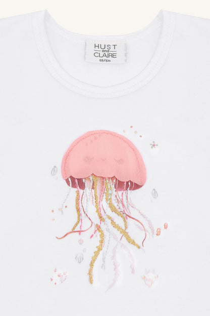 
Hust&Claire Alma Baumwoll T-Shirt in Weiss, Rückansicht, im Bärechind Winterthur, Zürich, Schweiz.
