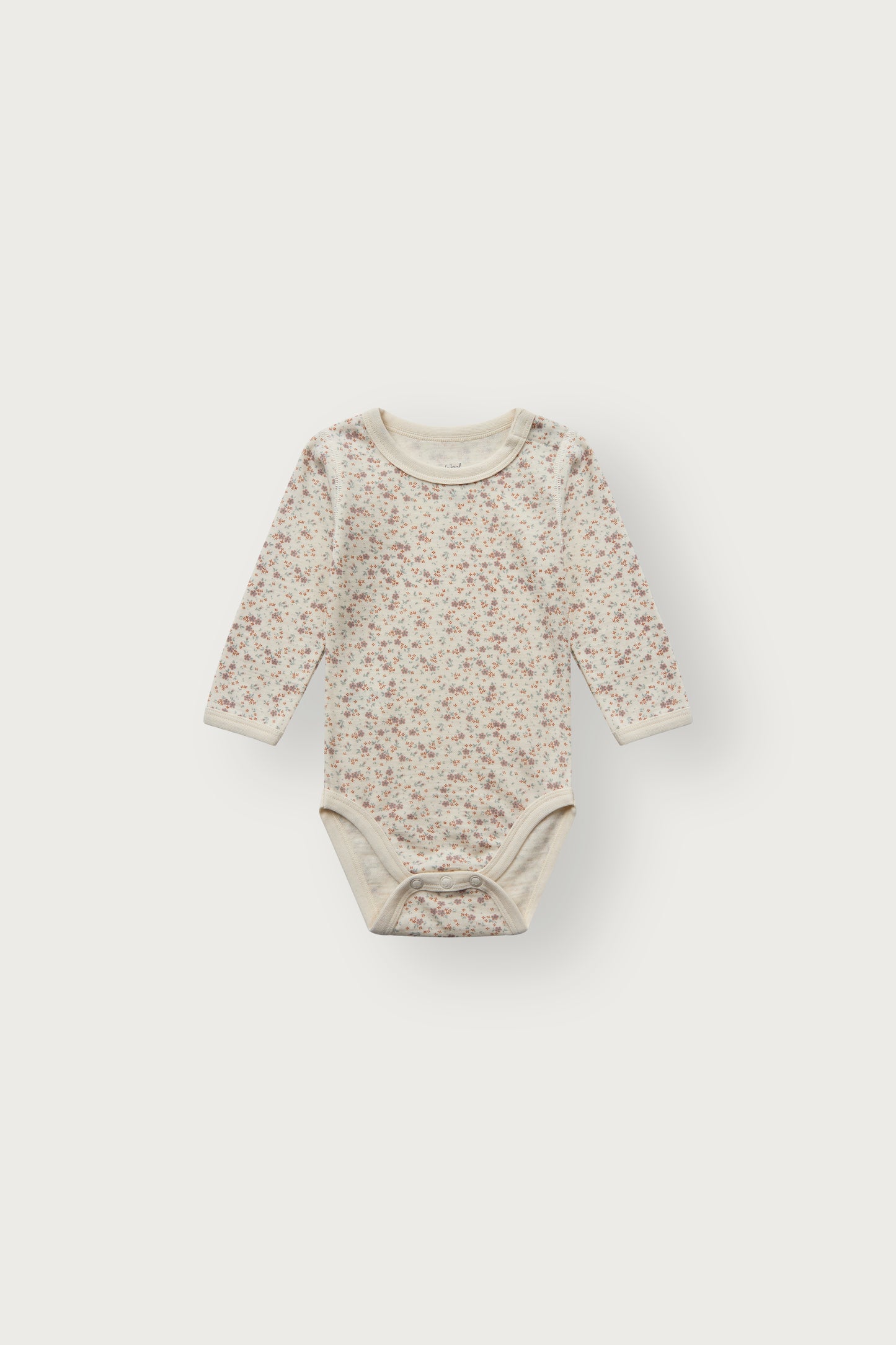 Baloo Merino/Bambus Langarmbody mit Blumenprint in Off White, Vorderansicht